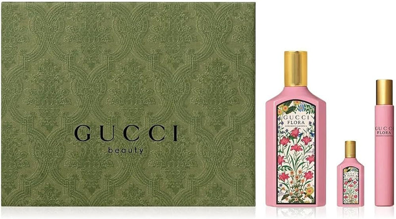 Set Gucci Gorgeous Gardenia 3 Pcs (3.3 oz EDP + 5ml + 10ml) For Women