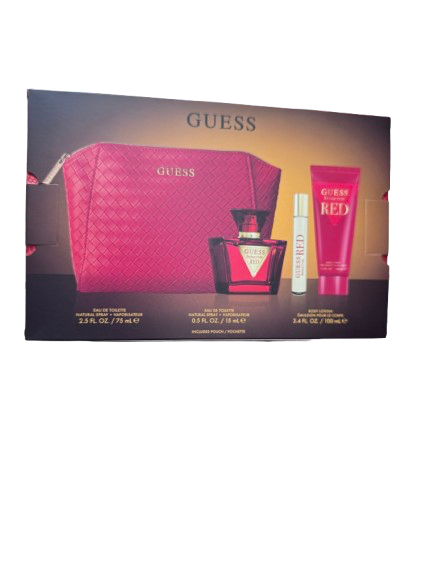 Set Guess Seductive Red 4 Pcs (2.5 oz EDT + BL + Mini + Pouch) For Women