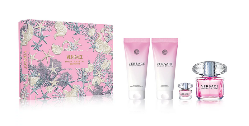 Set Bright Crystal 4 Pcs (3 oz EDT + Mini + SG + BL) For Women