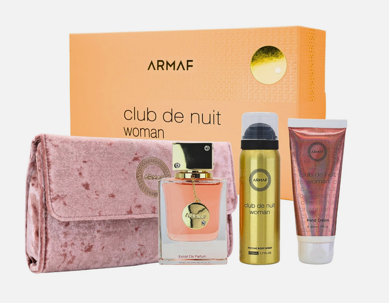 Set Armaf Club De Nuit Women 4 Pcs (2.37 oz Extrait de Parfum + BS + HC + Pouch)